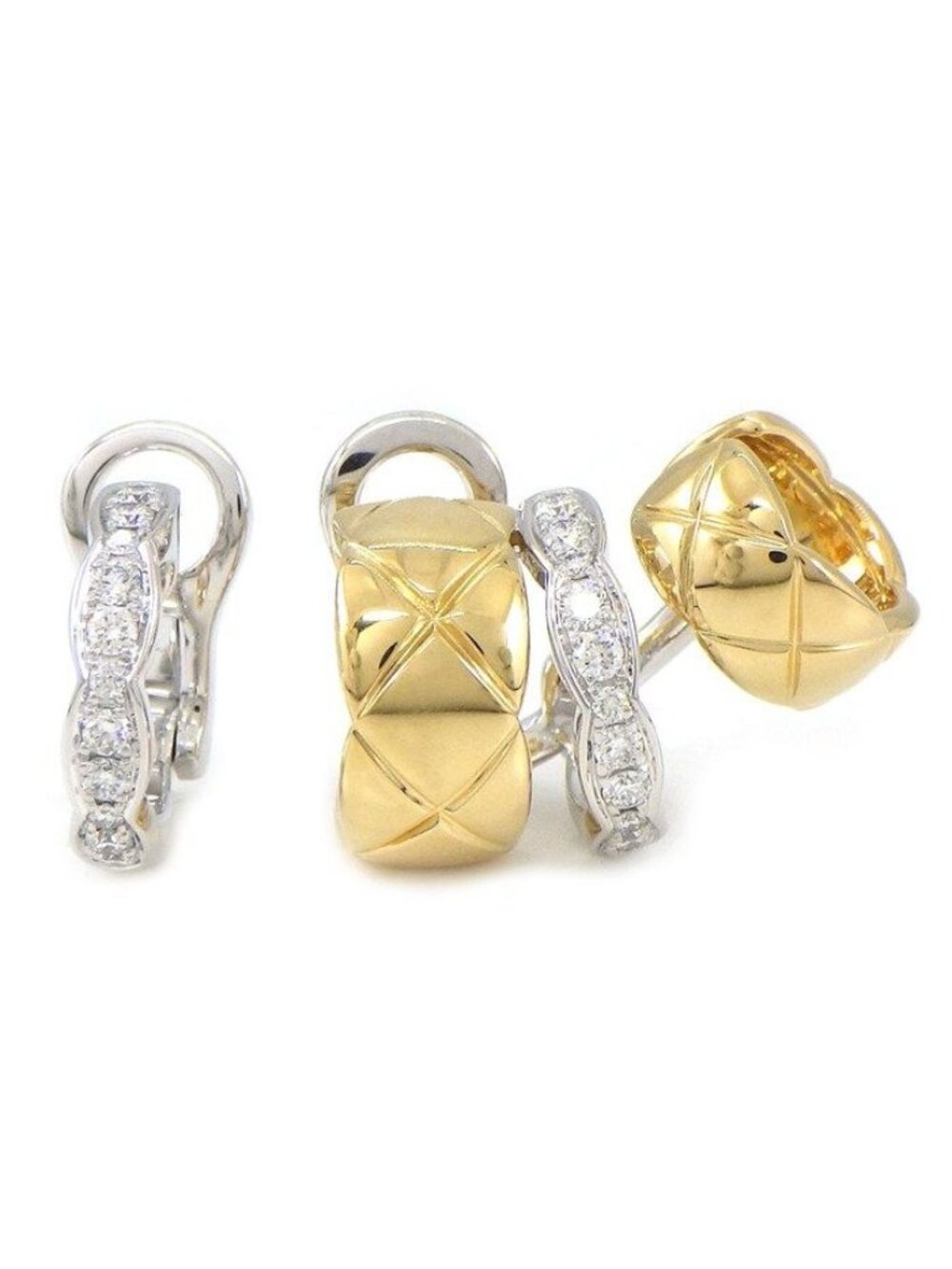 Chanel Earrings Coco Crush Asymmetric 2-Way 22 Points Diamond Total 18K Yellow